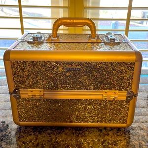 Límited Edition ! Sephora Glitter Gold ! Large Train Makeup Case🌟